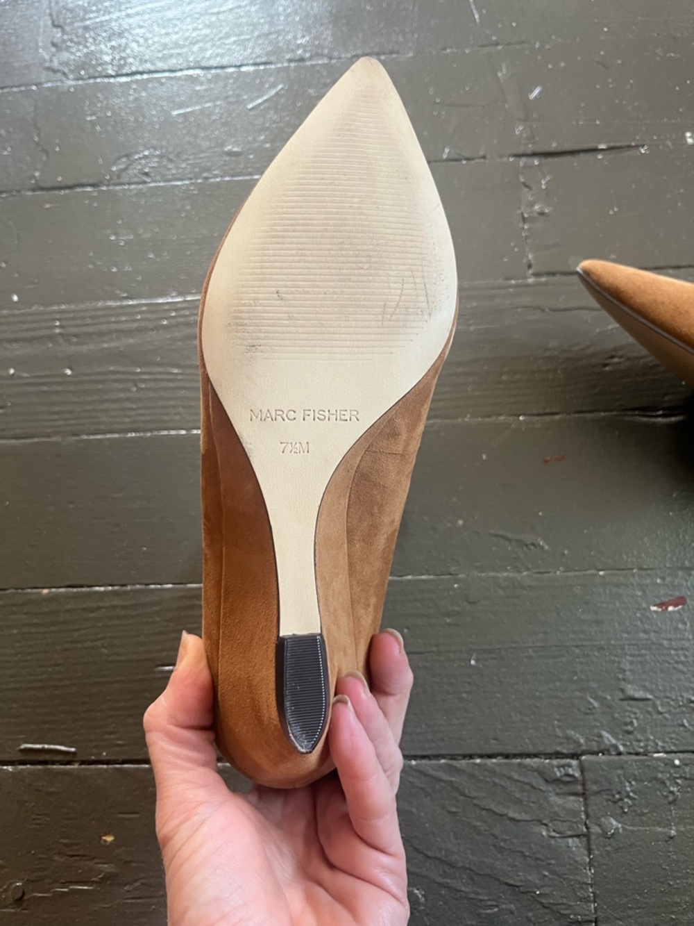 Marc Fisher Tan Suede Pointed-Toe Lace-Up Wedges - Picture 7 of 9